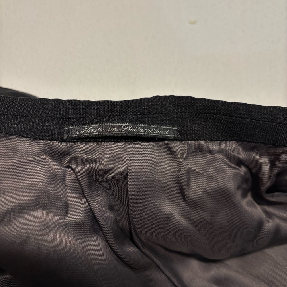 VTG Zegna 42R Taglio Esclusivo Black Check Blazer Double Breasted Italy Y2K - Picture 8 of 9